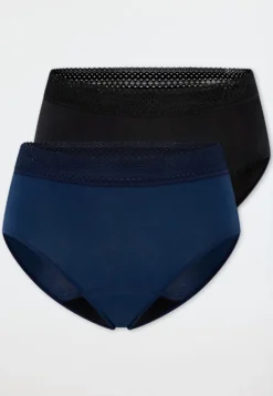 Periodenslips Retro 2er-Pack Spitze schwarz/dunkelblau - SCHIESSER Care