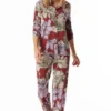 Pyjama lang Jersey Aloe Vera Blumen dunkelrot - Selected Premium