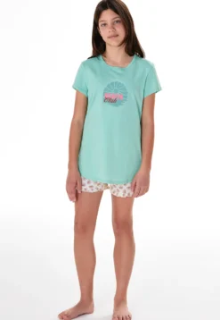 Schlafanzug kurz Beach Club blaugrün - Nightwear
