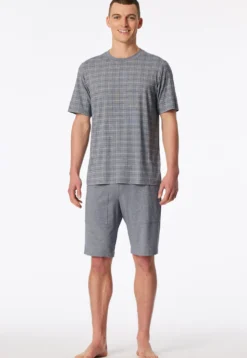 Schlafanzug kurz Jacquard admiral kariert - Selected Premium