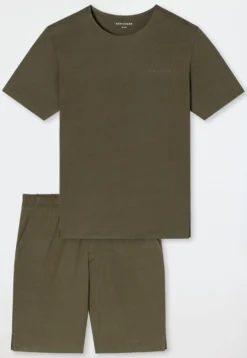 Schlafanzug kurz oliv - Modern Bonded