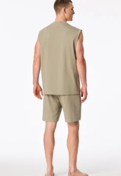 Schlafanzug kurz oversized ärmellos jade - Modern Nightwear