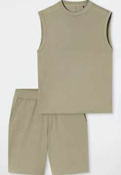 Schlafanzug kurz oversized ärmellos jade - Modern Nightwear