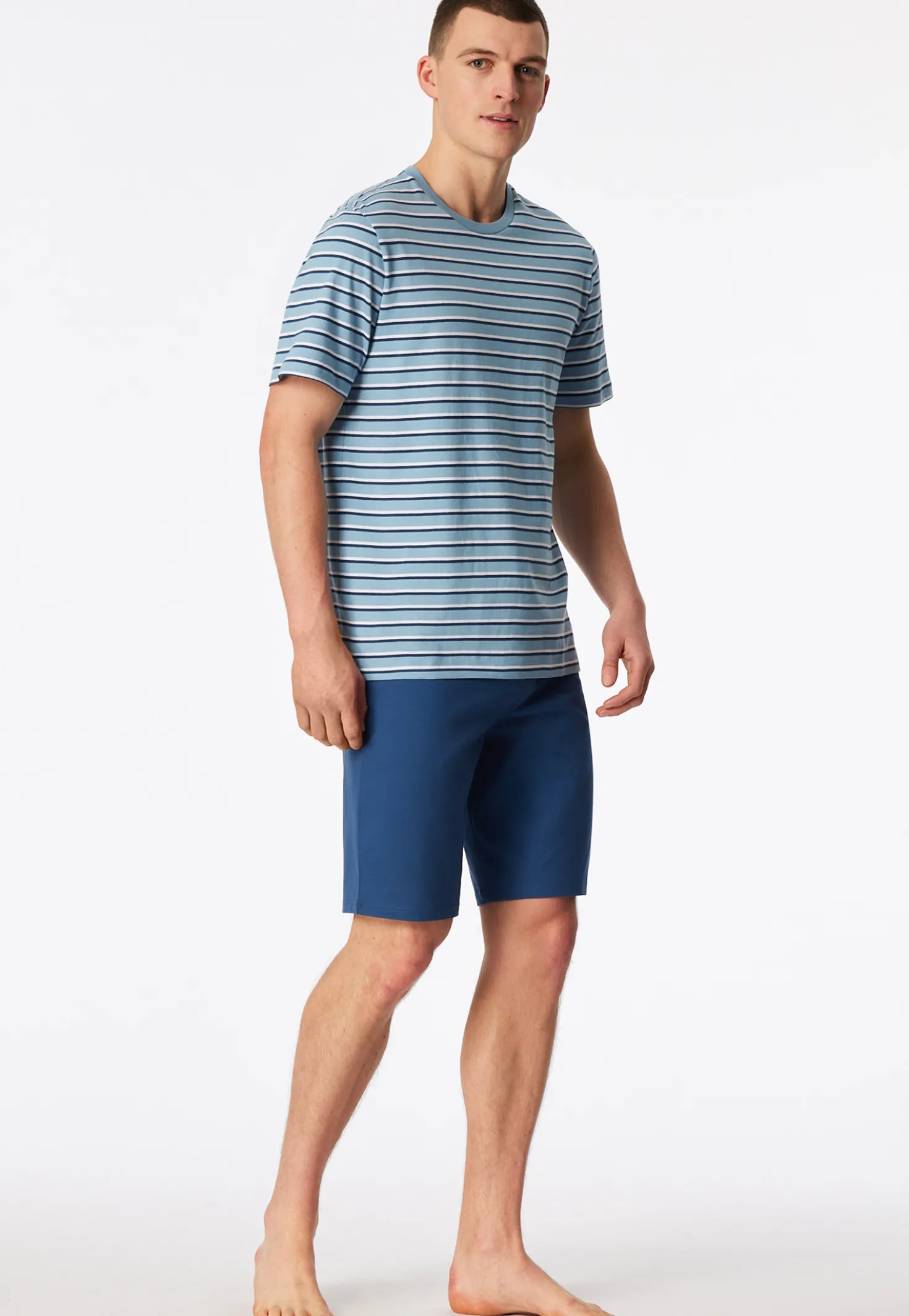Schlafanzug kurz Ringel pacific blue - Casual Nightwear
