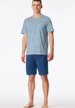 Schlafanzug kurz Ringel pacific blue - Casual Nightwear