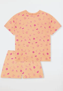 Schlafanzug kurz Sommer pfirsichorange - Teens Nightwear