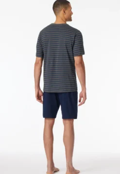 Schlafanzug kurz Streifen anthrazit - Casual Essentials