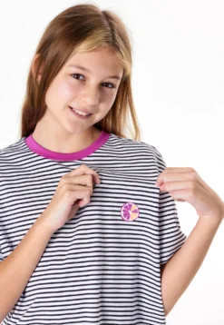 Schlafanzug kurz Streifen Zitrus fuchsia - Teens Nightwear