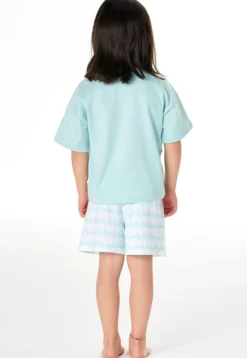 Schlafanzug kurz Wellen Fisch türkis - Kids Nightwear