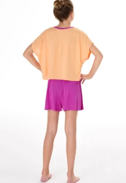 Schlafanzug kurz Zitrus pfirsichorange - Teens Nightwear