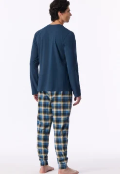 Schlafanzug lang Bündchen deep blue - Casual Essentials