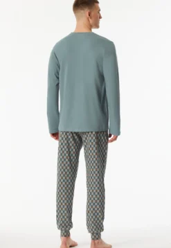 Schlafanzug lang Bündchen mineral - Casual Essentials
