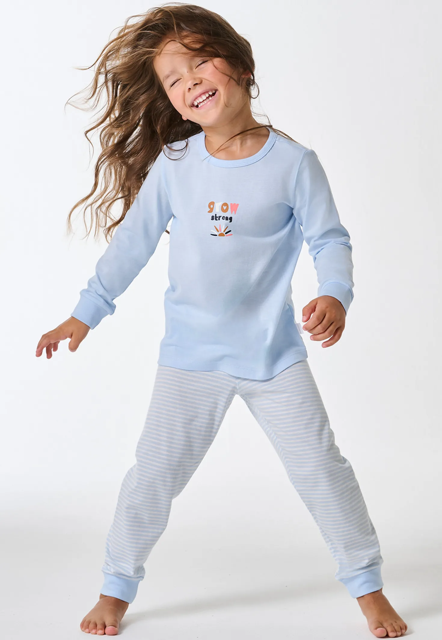 Schlafanzug lang Bündchen Ringel air - Kids Nightwear