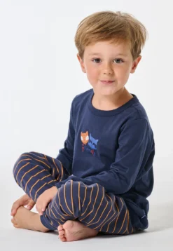 Schlafanzug lang Bündchen Ringel curry - Kids Nightwear