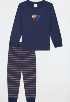 Schlafanzug lang Bündchen Ringel curry - Kids Nightwear
