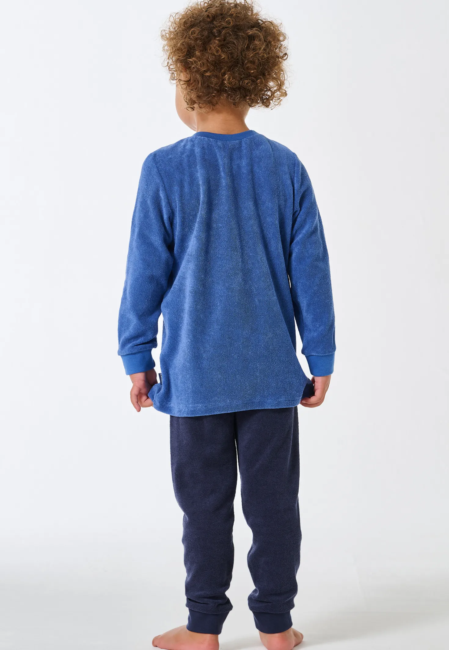 Schlafanzug lang Frottee Bündchen Fuchs blau - Kids Nightwear