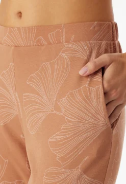 Schlafanzug lang Interlock Bündchen Ginkgo rost - Modern Nightwear