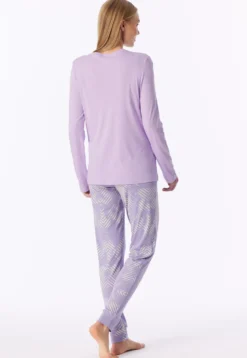Schlafanzug lang Interlock Bündchen orchid - Modern Nightwear