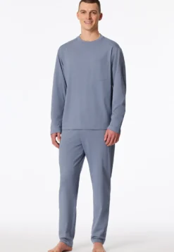 Schlafanzug lang oversized blaugrau - Modern Nightwear