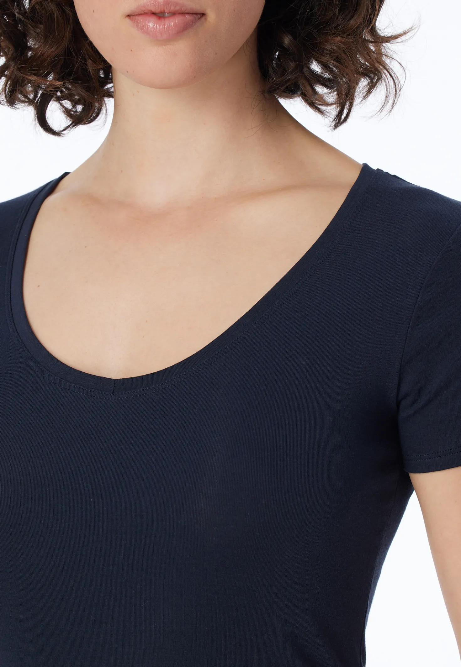 Shirt kurzarm Feinripp nachtblau - Naturschönheit