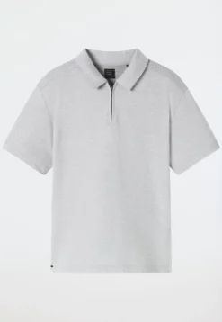 Shirt kurzarm Jacquard Reißverschluss jade - Mix+Relax