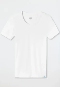 Shirt kurzarm Jersey elastisch V-Ausschnitt weiß - Long Life Soft