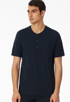 Shirt kurzarm Knopfleiste nachtblau - Mix+Relax
