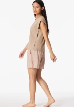 Shirt kurzarm Leinen mocha - Mix+Relax