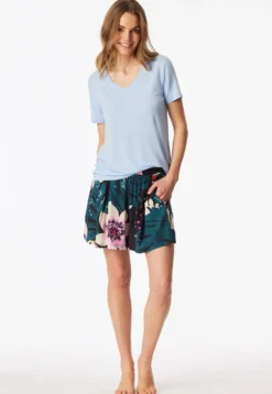 Shirt kurzarm V-Ausschnitt hellblau - Mix+Relax