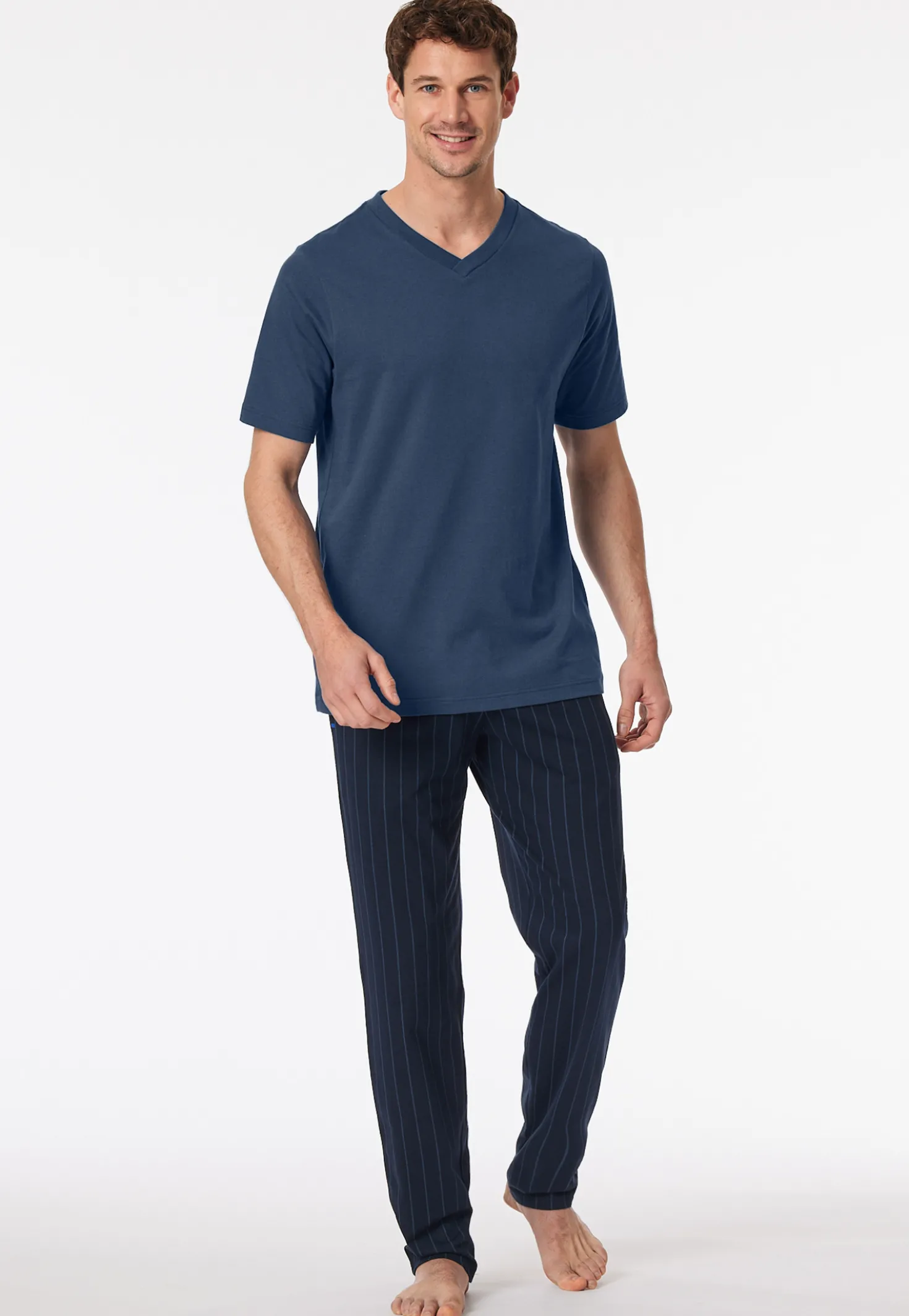 Shirt kurz arm V-Ausschnitt royal - Mix+Relax