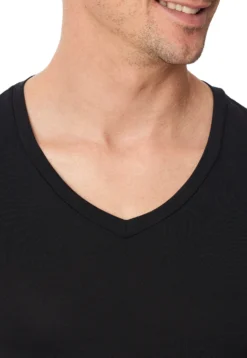 Shirt kurzarm V-Ausschnitt schwarz - Premium Modal