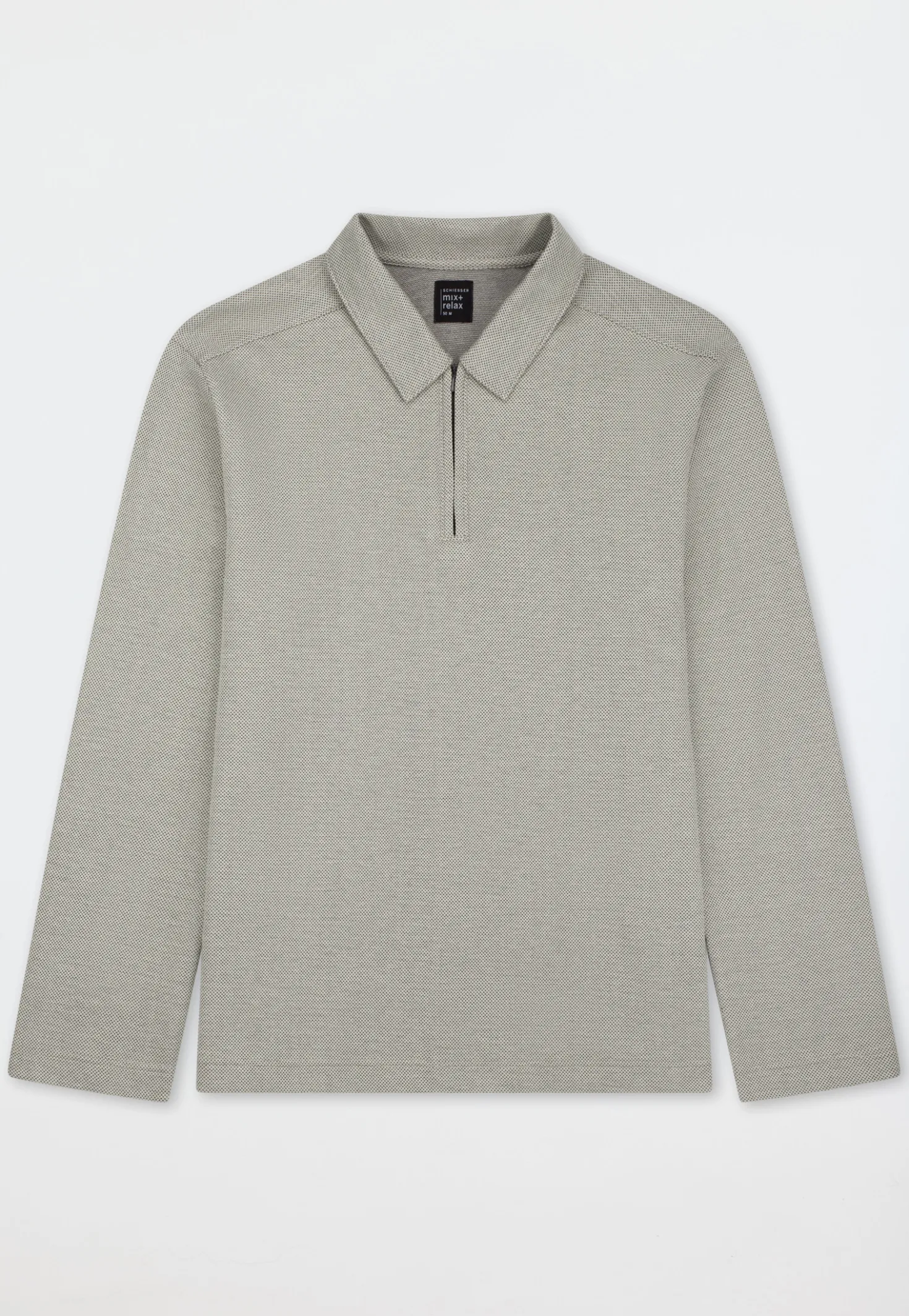 Shirt langarm Feinripp Jacquard Zipper bright taupe - Mix+Relax