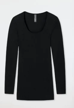 Shirt langarm Feinripp rundhals Spenzer schwarz - Luxury