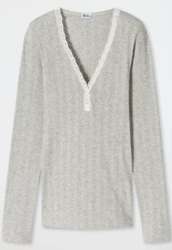 Shirt langarm grau meliert - Revival Agathe