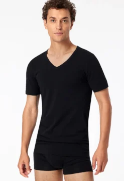 Shirts kurzarm 2er-Pack tiefer V-Ausschnitt schwarz – 95/5