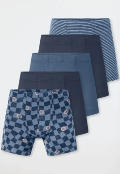Shorts 5er-Pack Ringel Karos Smileys mehrfarbig - 95/5
