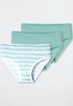 Slips 3er-Pack Wellen türkis - Fine Rib
