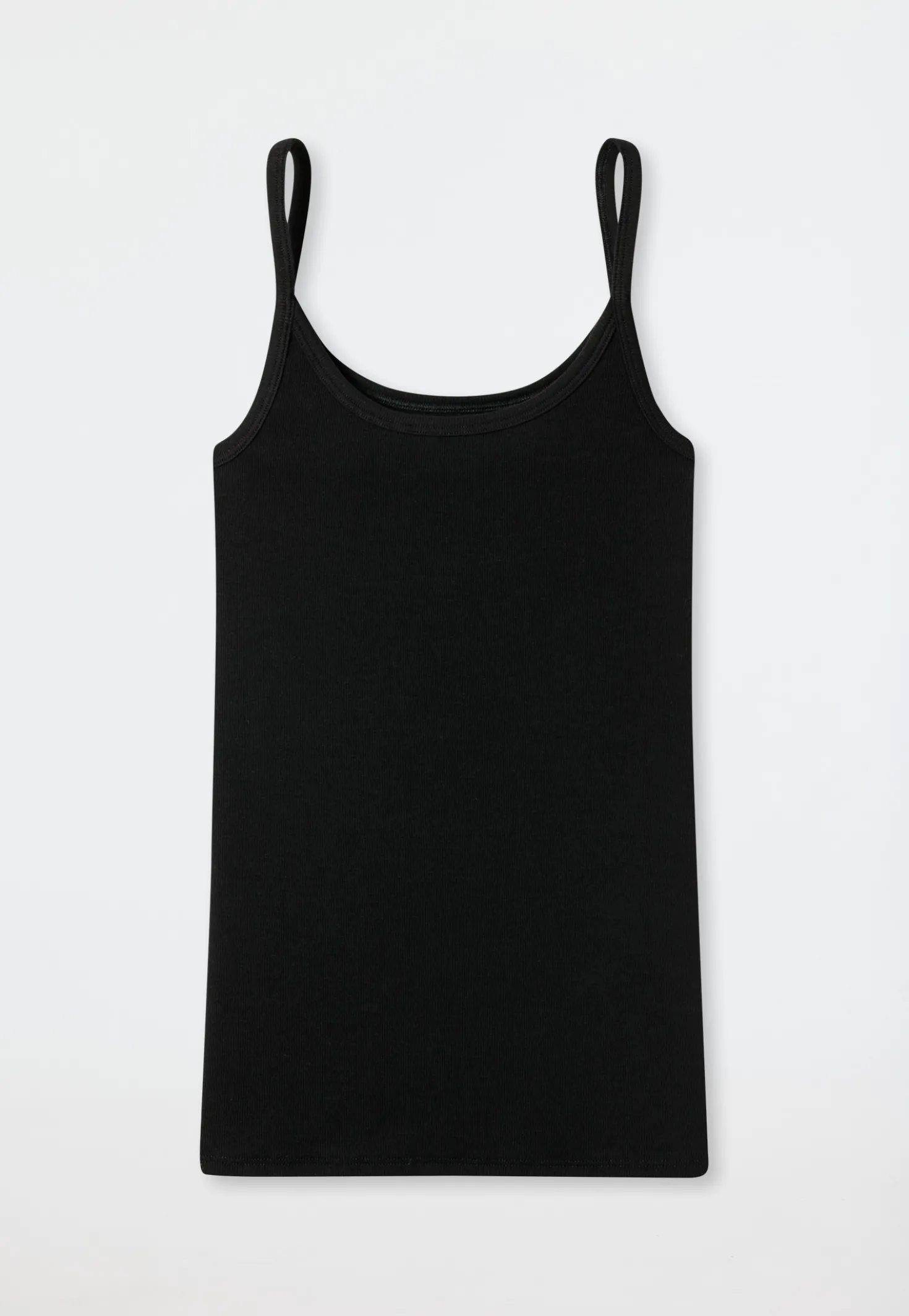 Spaghettitop Doppelripp Organic Cotton schwarz - Pure Rib