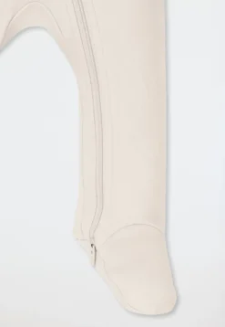 Strampler lang mit Fuß Teddybär beige-meliert - Baby