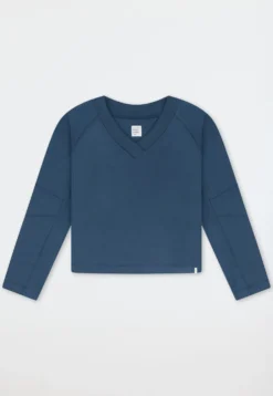 Sweatshirt langarm Doubleface V-Ausschnitt deep blue - Mix+Relax