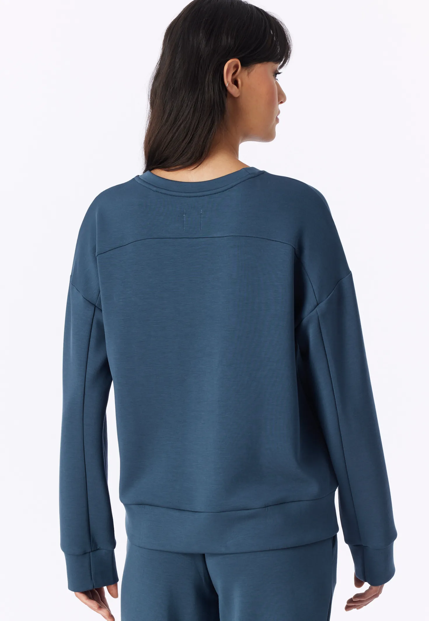 Sweatshirt langarm Doubleface V-Ausschnitt deep blue - Mix+Relax