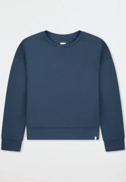 Sweatshirt langarm Doubleface V-Ausschnitt deep blue - Mix+Relax