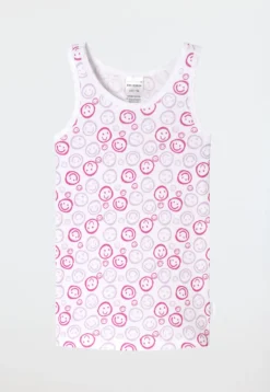 Unterhemden 2er-Pack Smileys pink/ weiß - Fine Rib