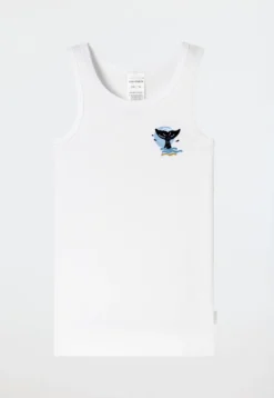 Unterhemden 2er-Pack Wal blau-weiß - Fine Rib