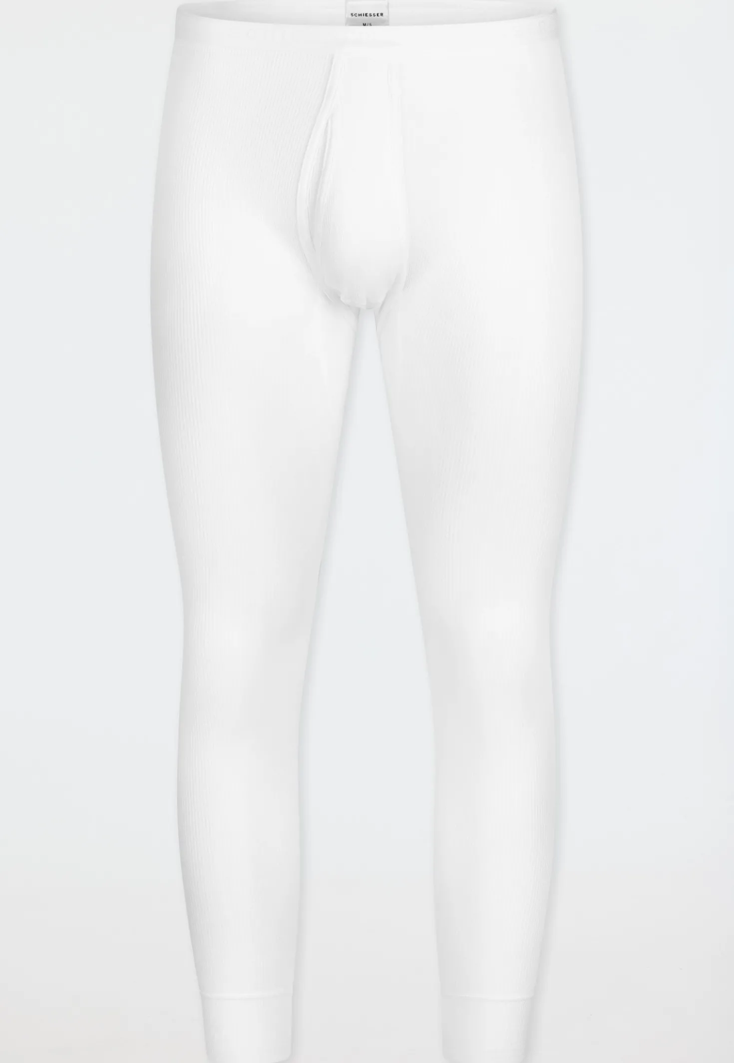 Unterhose lang mit Eingriff weiß - Original Doppelripp
